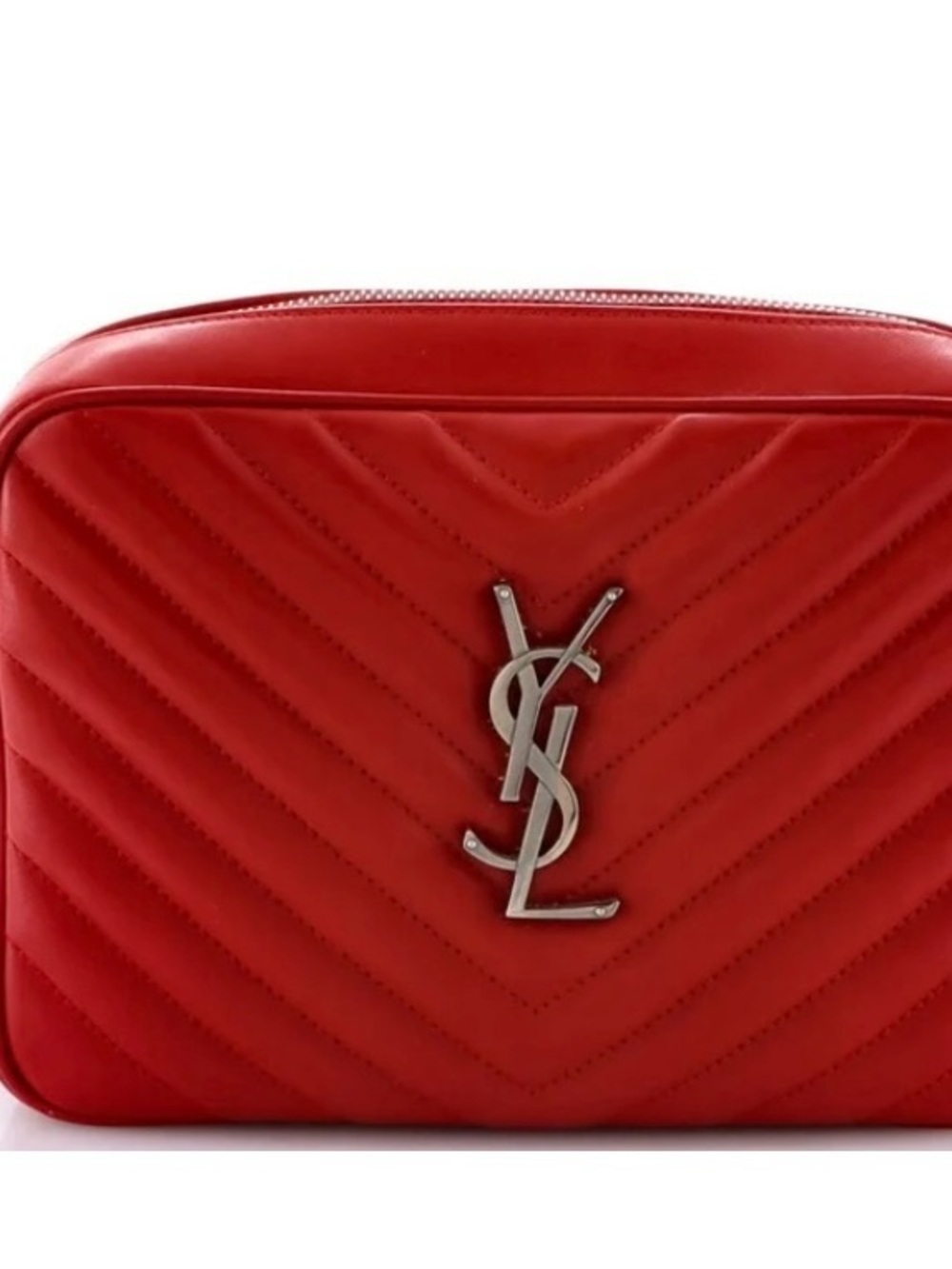 Saint Laurent Red Quilted Leather Camera Crossbody
